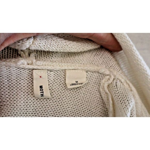 Moth x Anthropologie Women Sz Medium Cotton Wool Blend L/S Sweater Cardigan $168 - Picture 3 of 6